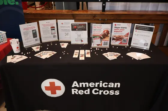 The American Red Cross table with brochures